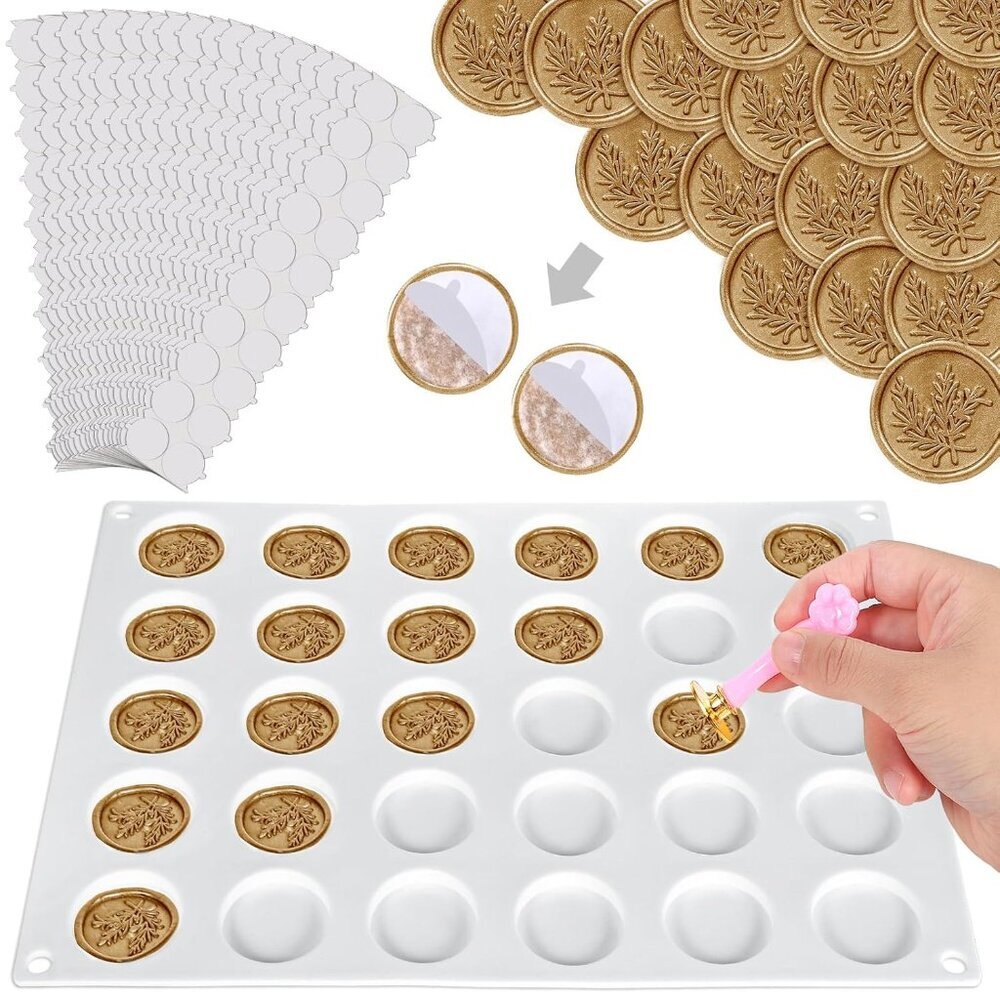 Wax Seal Mold Kit for Wax Seal Stamp, 360 Pcs Double Sided Adhesive Wax Seal Sti
